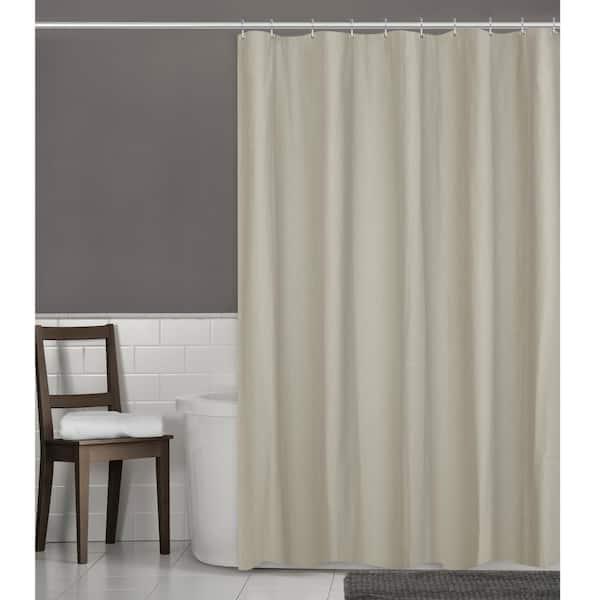 70 in. W x 72 in. L Herringbone Ultimate Waterproof Fabric Shower Curtain or Liner, Linen